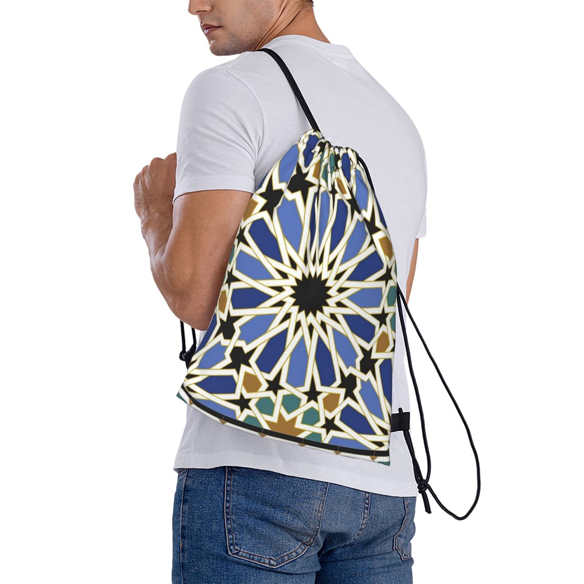 Arabic Tile I Backpacks Multi- - Tile Bag Drawstring ulasan dan harga