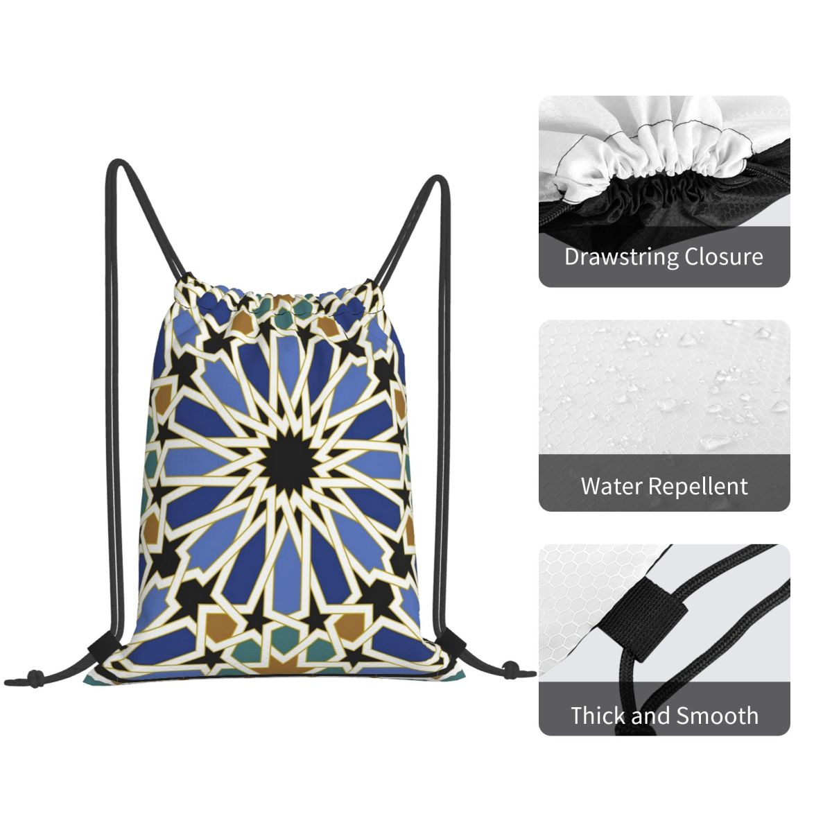 Arabic Tile I Backpacks Multi- - Tile Bag Drawstring ulasan dan harga
