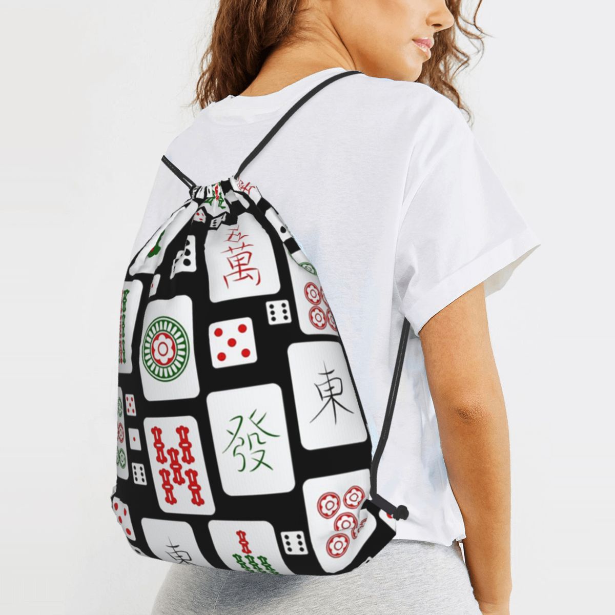 Mahjong Tiles Game Dice Backpa - Tile Bag Drawstring ulasan dan harga