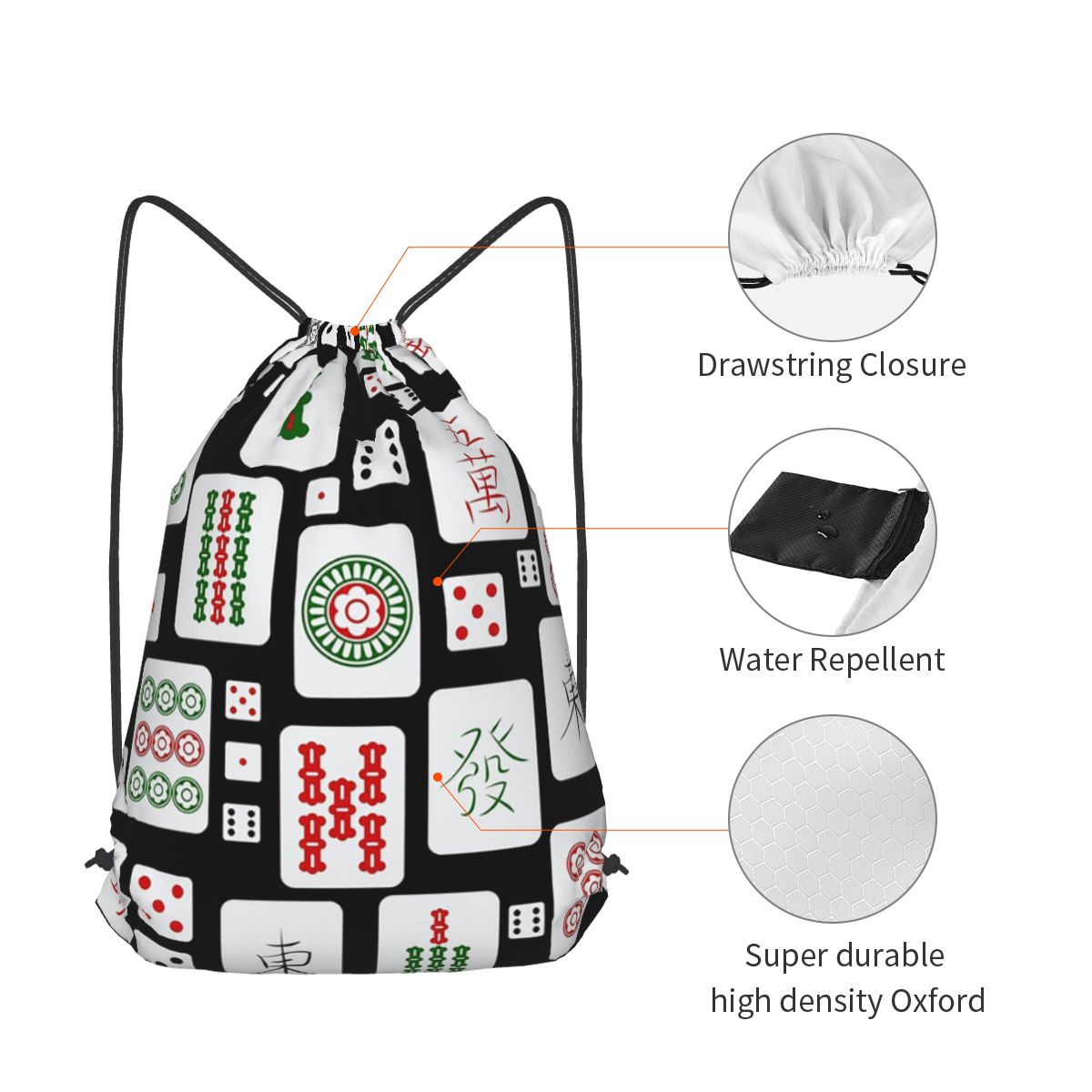Mahjong Tiles Game Dice Backpa - Tile Bag Drawstring ulasan dan harga