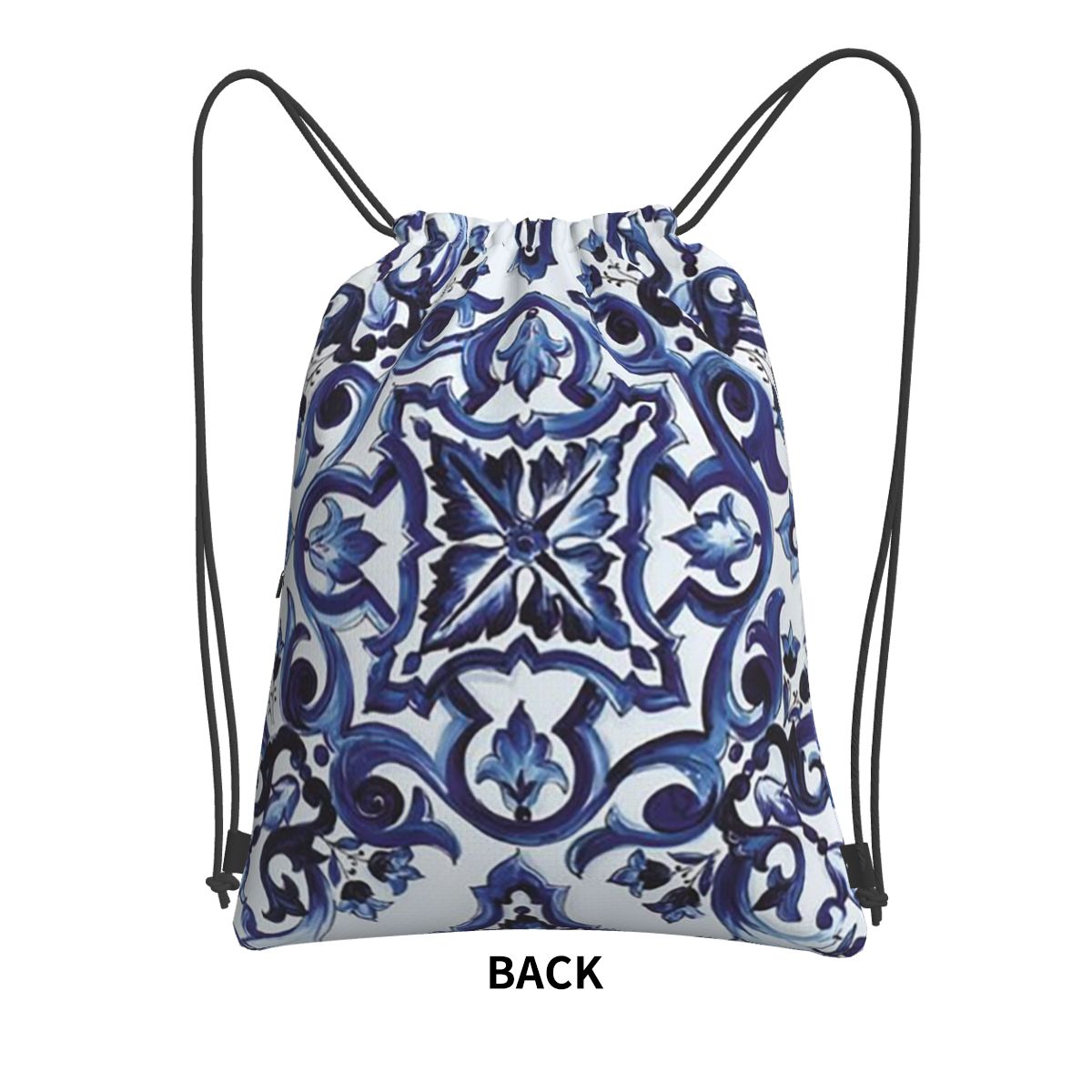 Blue Ornate Floral Mediterrane - Tile Bag Drawstring ulasan dan harga