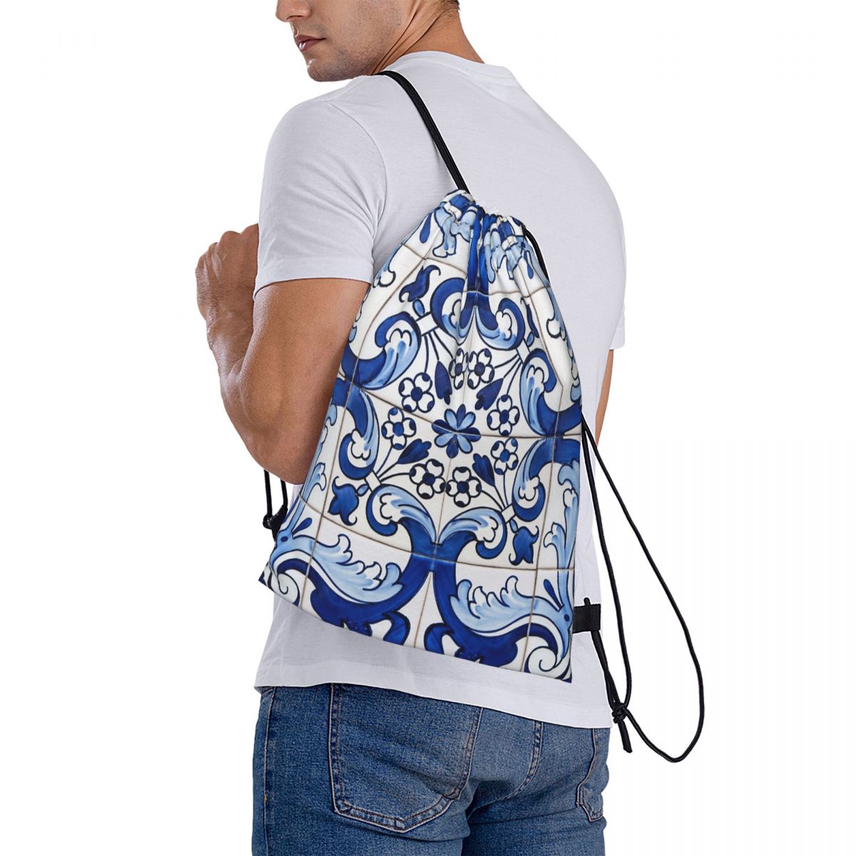 Antique Classic Lisbon Blue Az - Tile Bag Drawstring ulasan dan harga