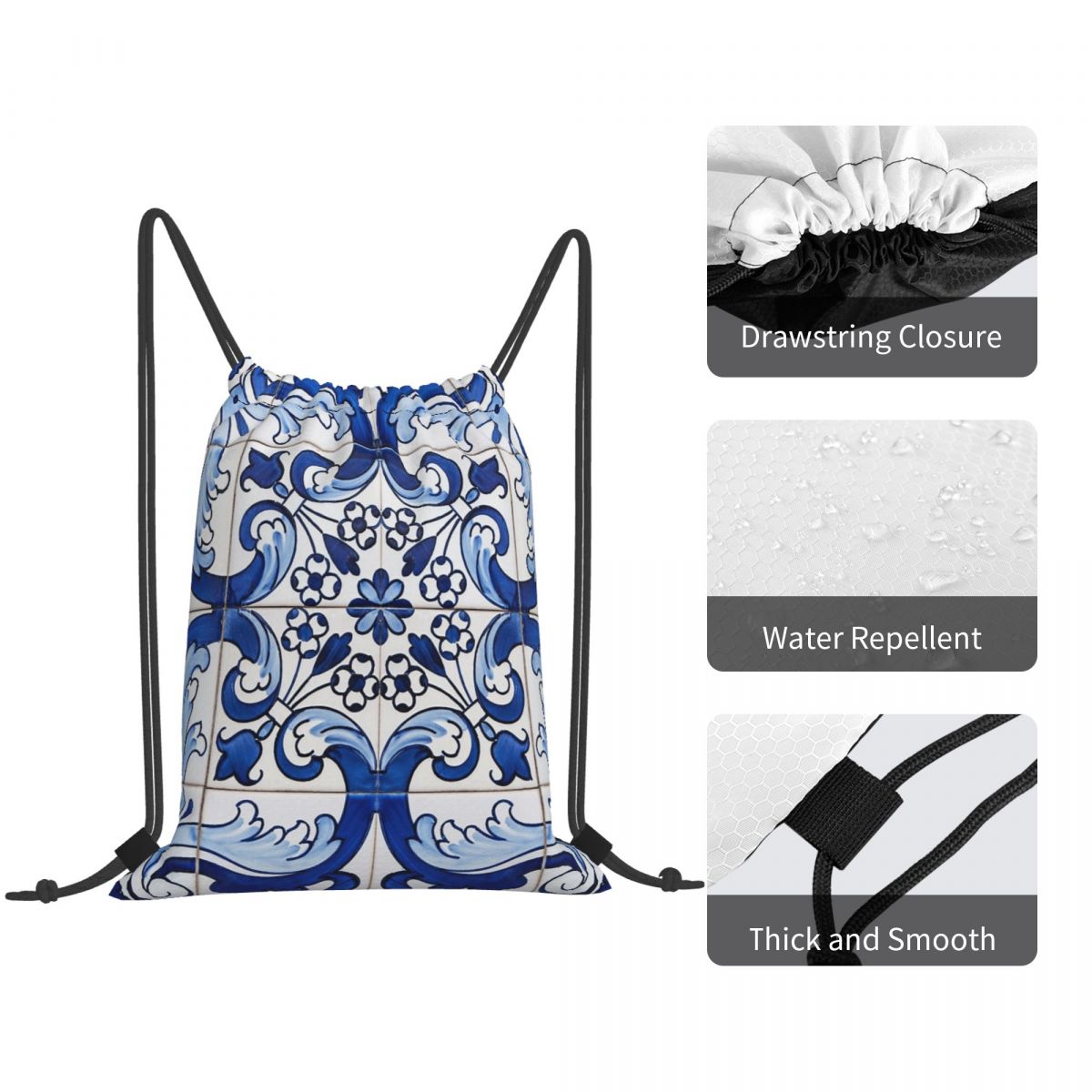 Antique Classic Lisbon Blue Az - Tile Bag Drawstring ulasan dan harga