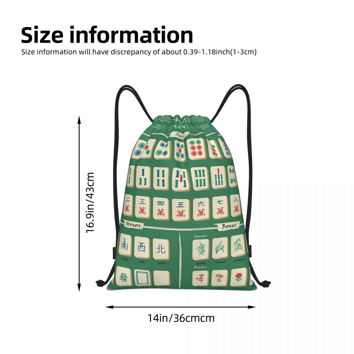 Mahjong Tile Pattern Backpacks - Tile Bag Drawstring ulasan dan harga