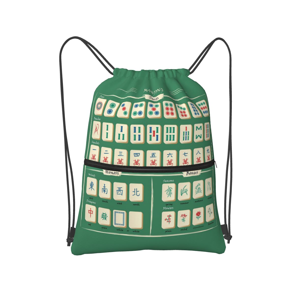 Mahjong Tile Pattern Backpacks - Tile Bag Drawstring ulasan dan harga