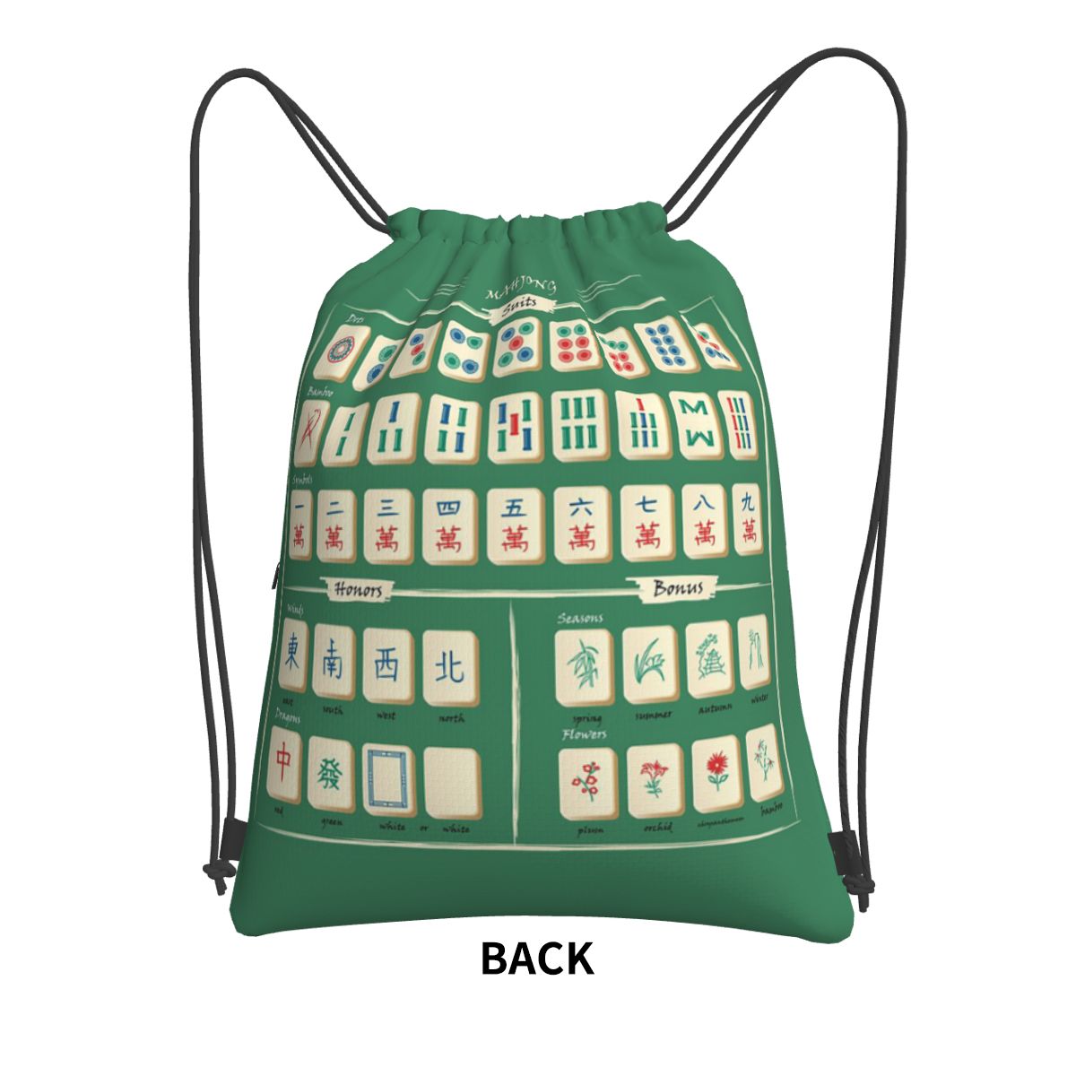 Mahjong Tile Pattern Backpacks - Tile Bag Drawstring ulasan dan harga