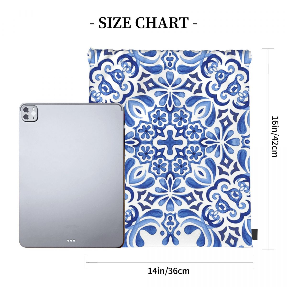 Mediterranean Mosaic Tiles Azu - Tile Bag Drawstring ulasan dan harga