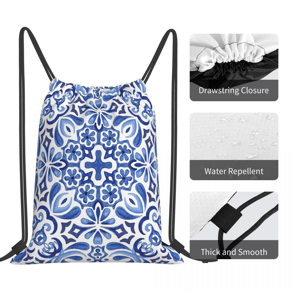 Mediterranean Mosaic Tiles Azu - Tile Bag Drawstring ulasan dan harga