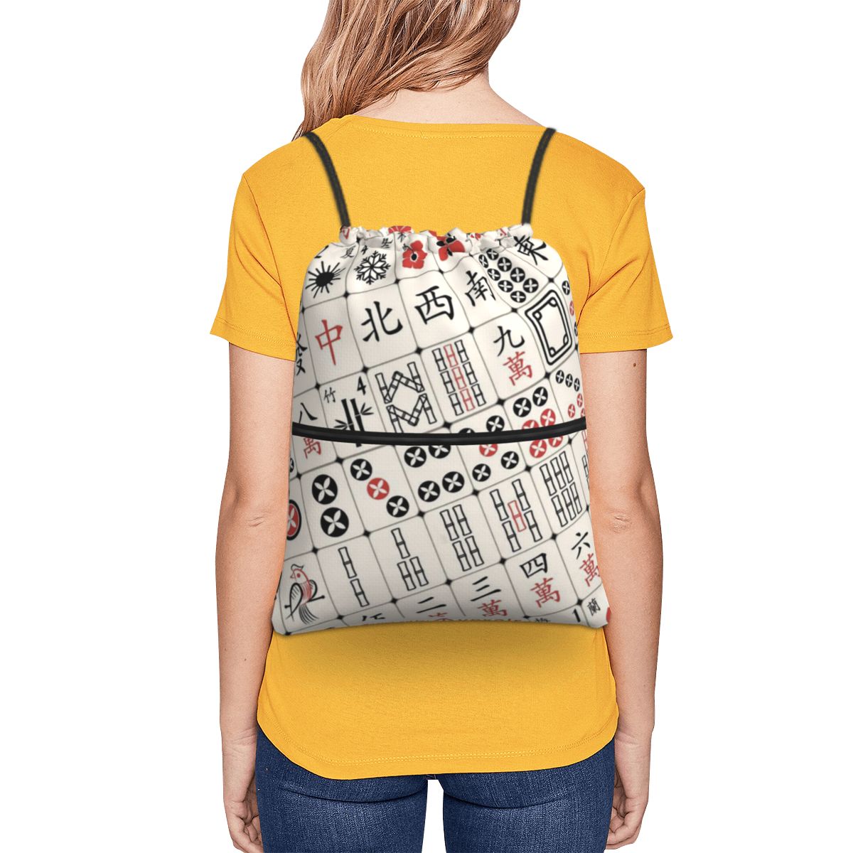 Mahjong Tile Pattern Backpacks - Tile Bag Drawstring ulasan dan harga